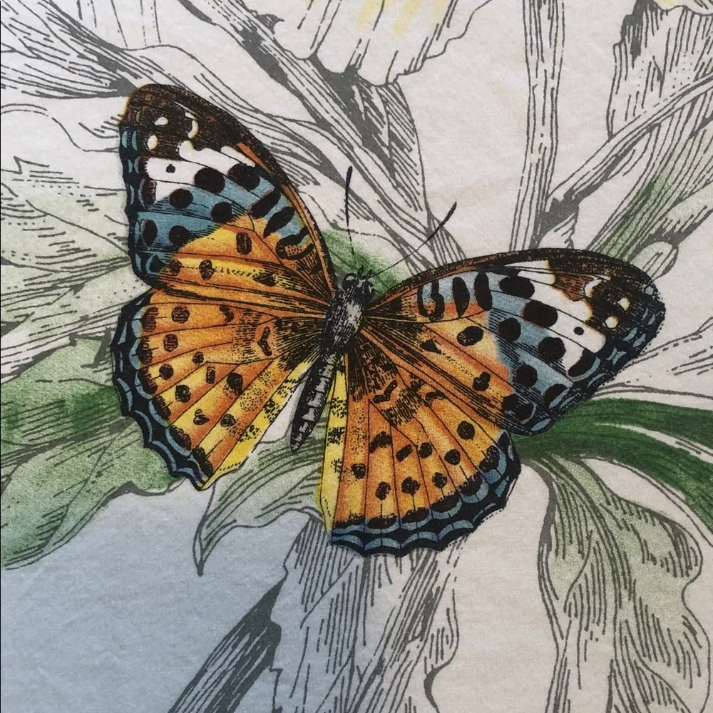 Pottery Barn 100% Cotton Full/Queen Duvet Cover Hummingbirds Butterflies Floral